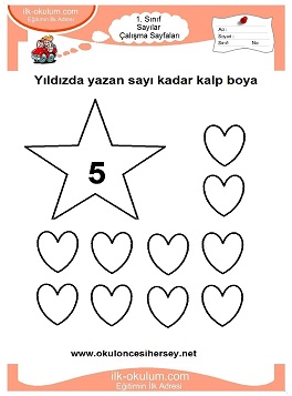 Çocuklar İçin Sayılar Çalışma Sayfaları 